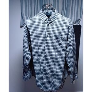 Nautica Mens L Classic Fit Plaid Button Down Long Sleeve Shirt Top Casual